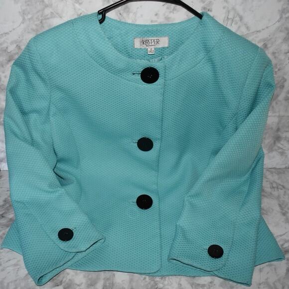 Kasper Turquoise Textured Blazer Jacket Size 12 - Picture 3 of 3